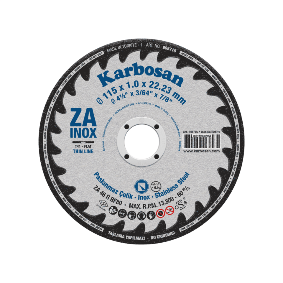 KARBOSAN 115x1x22 ZA THINLINE KESICI 908716 Zirkonyum Plus İnce Kesme Diskleri