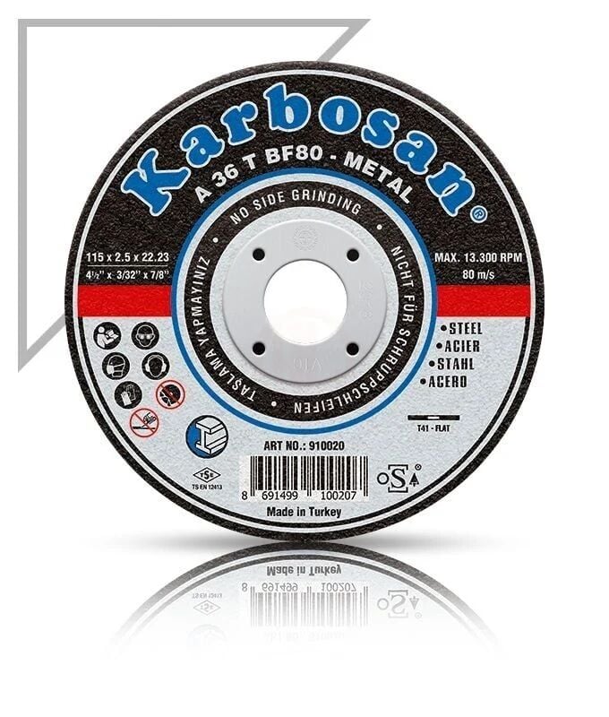Karbosan Metal Kesme Disk T41 Düz 125x2,5x22,23 mm A 36 T BF80 - KAR910030