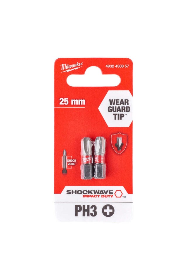 T4932430857 Bits Uç Ph3x25 Mm 2Lİ Shockwave