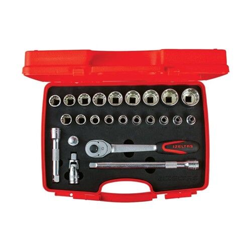 İzeltaş On İki Köşe Lokma Anahtar Takımı 1/2'' 24 Parça SAE 1413006024